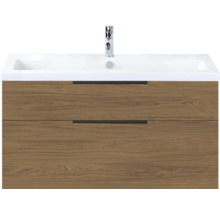 Wastafelonderkast met twee laden, wastafelblad en kraan