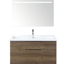 Wastafelcombinatie met spiegel, wastafel, onderkast en twee lades