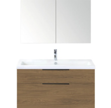 Badkamermeubelset met wastafel, onderkast met twee laden en spiegelkast