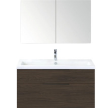 Wastafelcombinatie met spiegelkast, wastafel, onderkast met twee laden