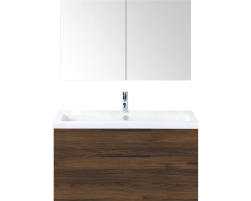 Wastafelcombinatie met spiegelkast, wastafelonderkast met laden