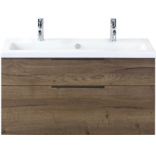 Wastafelonderkast met twee lades en dubbele wastafel