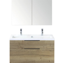 Wastafel met wasbak, onderkast en spiegelkast voor de badkamer