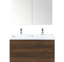 Wastafelmeubel met wastafel, kraan en spiegelkast voor de badkamer