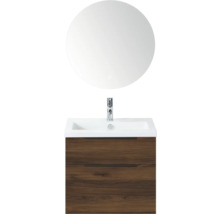 Wastafelcombinatie met ronde spiegel, wastafel en onderkast