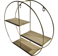Wandplank met drie niveaus en ronde metalen houder