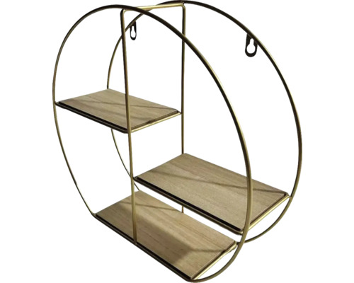 Wandplank met drie niveaus en ronde metalen houder