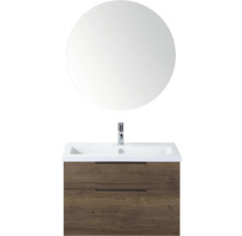 Wastafelcombinatie met ronde spiegel, wastafel en onderkast