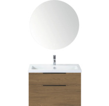 Wastafelcombinatie met ronde spiegel, wastafel en onderkast