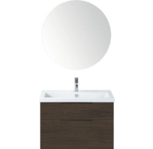 Wastafelcombinatie met ronde spiegel en twee lades