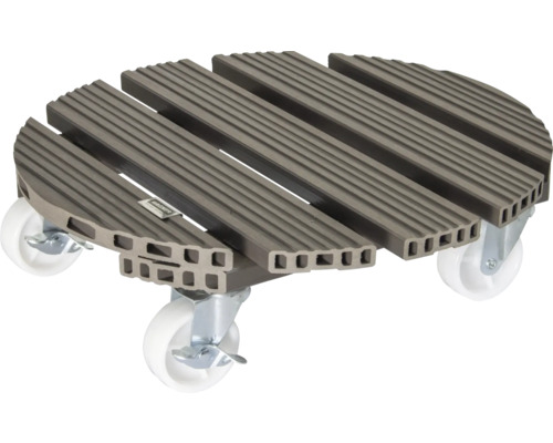 WAGNER Plantentrolley WPC taupe Ø 38 cm 150 kg Rolonderzetter voor plantenbakken van kunststof met vier wielen