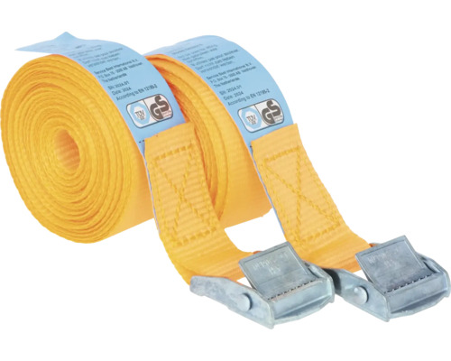 Gele spanband met metalen gesp