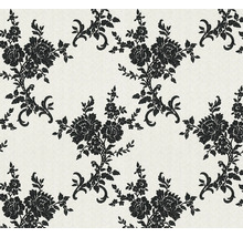 Behang met zwart bloemmotief