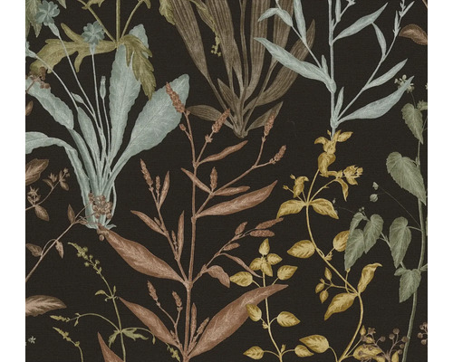 Behang met bloemmotief op een donkere achtergrond