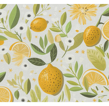 Illustratie met citroenen, bloemen en bladeren