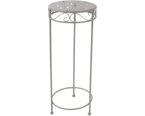 LAFIORA Plantentrap Metaal grijs 30 cm x 30 x 70 cm Metalen decoratieve zuil met plantenpatroon op het tafelblad