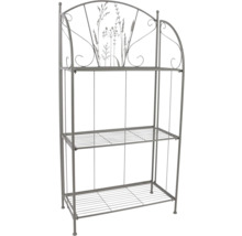 Metalen plantenrek met drie planken en bloemdecoratie