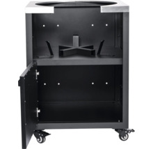 Open metalen barbecuekar met wielen en deur