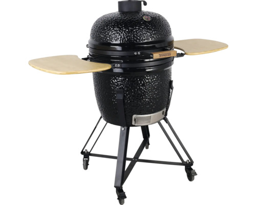TENNEKER Kamado Lunar TC-4 zwart Zwarte keramische barbecue met zijtafels en onderstel