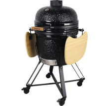 Zwarte keramische barbecue met zijtafels en wielen van Tenneker