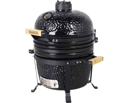 Tenkeker keramische barbecue met thermometer en houten handgrepen