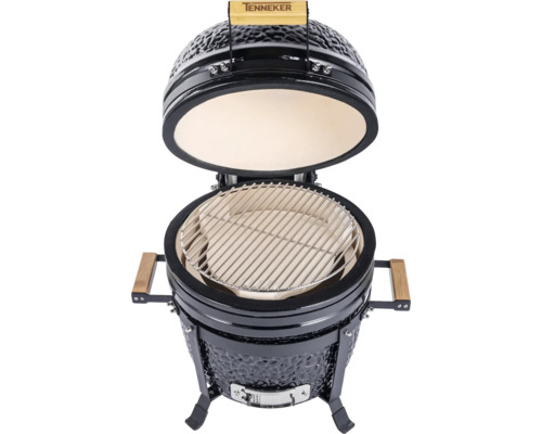 Open keramische barbecue met grillrooster en Tenneker logo