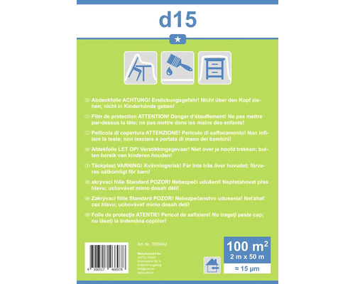 Afdekfolie met waarschuwingen over verstikkingsgevaar en gebruik