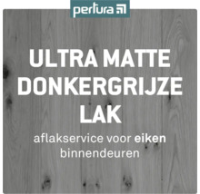 Perlura Logo. Ultra Matte Donkergrijze Lak voor eiken binnendeuren