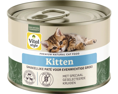 VITALSTYLE Kattenvoer kitten 200 g Vital Style kattenvoer voor kittens in een blik