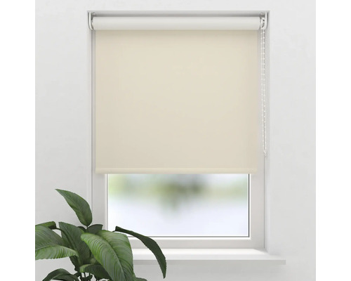 Venster met beige rolgordijn voor lichtregeling