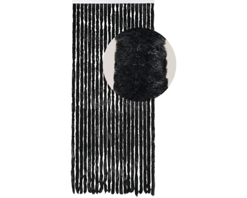 DEGOR Deurgordijn velours kattenstaarten zwart 90x210 cm Decoratieve sjaal met franjes