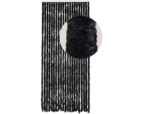 DEGOR Deurgordijn velours kattenstaarten zwart 100x230 cm Decoratieve sjaal als draadgordijn