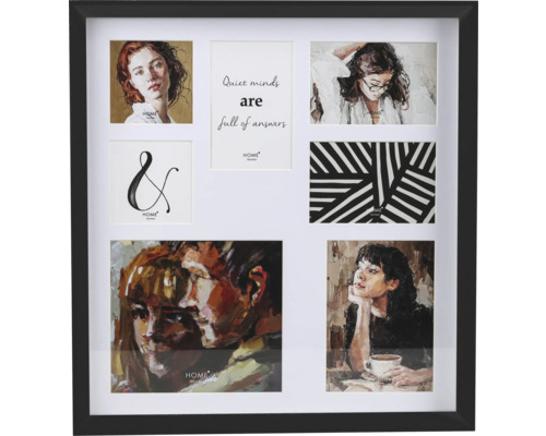 Collagelijst zwart 7 foto's 44,5x47,5 cm Zwarte meervoudige fotolijst voor zeven foto's