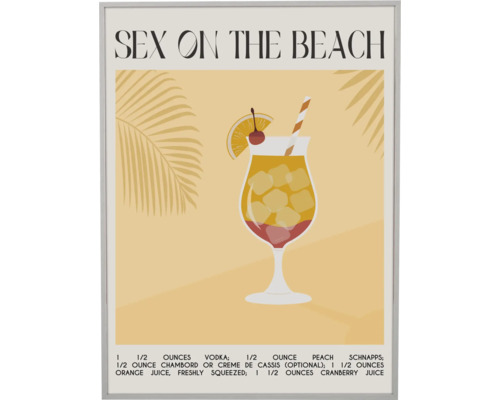 Decopaneel Sex on the Beach cocktail geel 30x40 cm Grafiek met Sex on the Beach cocktailrecept