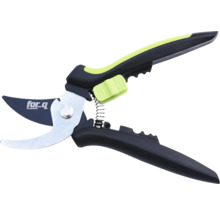 Tuinschaar met veermechanisme en for_q logo