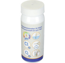 Water teststrips, doos met 50 stuks voor het meten van actieve zuurstof, chloor, pH-waarde en TAC
