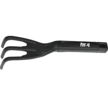 Tuinkrabber met drie tanden en for_q logo