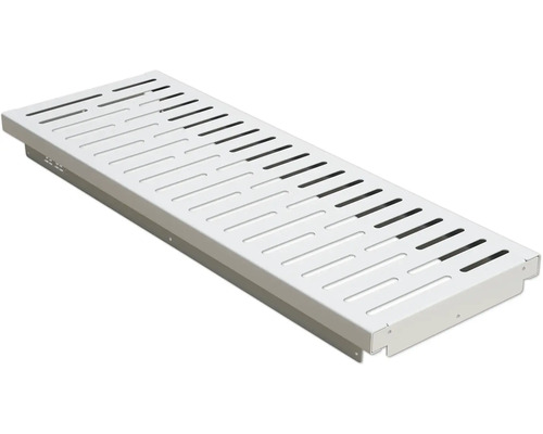 Bovenaanzicht van een afwateringsgoot met rooster