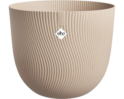 ELHO Bloempot Sereh kunststof bruin Ø 25 cm H 21 cm Beige bloempot met golvend ontwerp en Elho logo