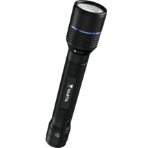 Zwarte Varta zaklamp met focusfunctie en USB Type-C aansluiting