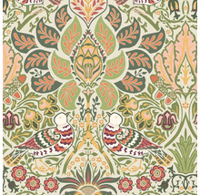 Floral geweven stof met vogels