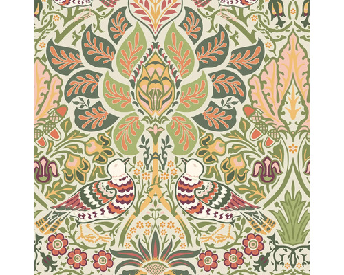 Floral geweven stof met vogels