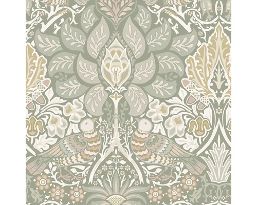 Behang met bloemmotieven en vogelmotieven