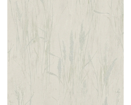 A.S. CRÉATION Vliesbehang 79094-5 Hygge 3 bloemen bladeren metaal crème blauw groen Behang met grassenmotief