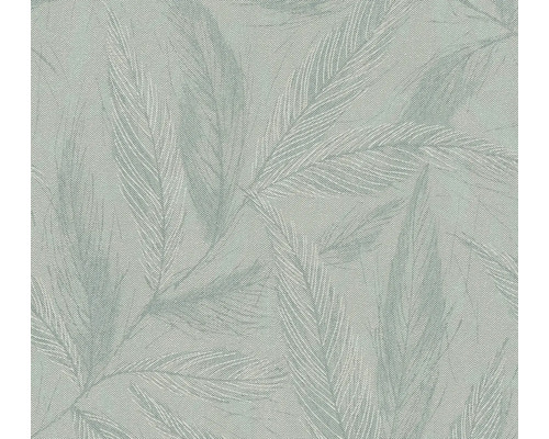 A.S. CRÉATION Vliesbehang 79096-5 Hygge 3 bladeren metaal groen Behang met verenmotief