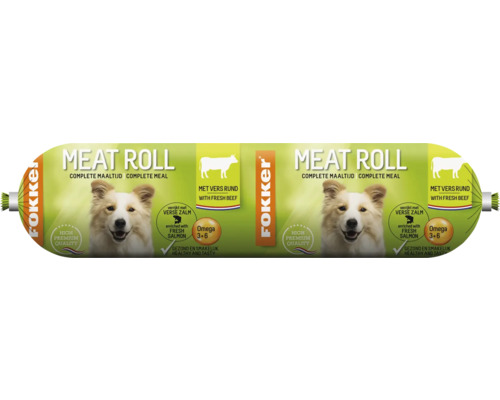 Fokker Meat Roll hondenvoer verpakking