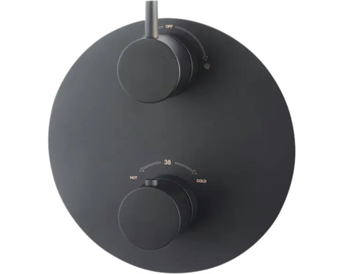 Inbouw douchekraan met twee ronde bedieningselementen voor waterhoeveelheid en temperatuur