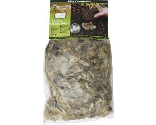 Schapenwolvlokken in een verpakking van 100 gram voor de tuin