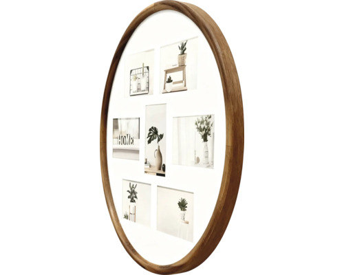 Ronde houten fotolijst voor zeven foto's