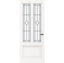 Witte binnendeur met glazen panelen en ruitmotief